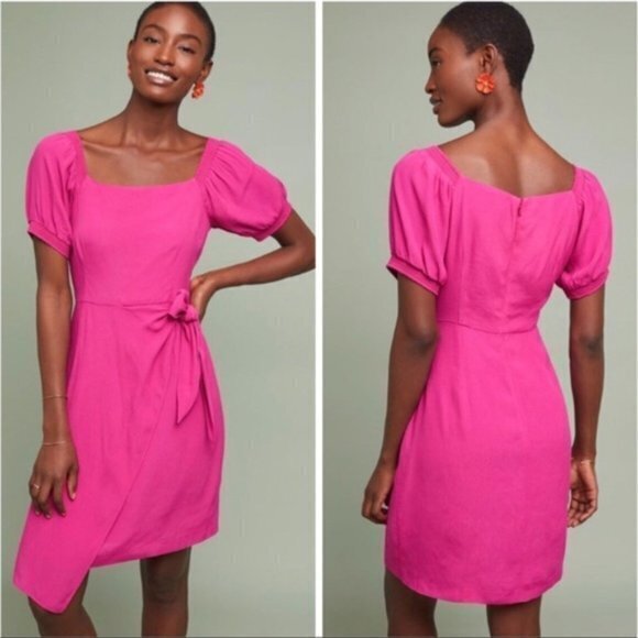 NEW Anthropologie‎ Maeve Pink Resort Wrap Dress - Picture 1 of 12